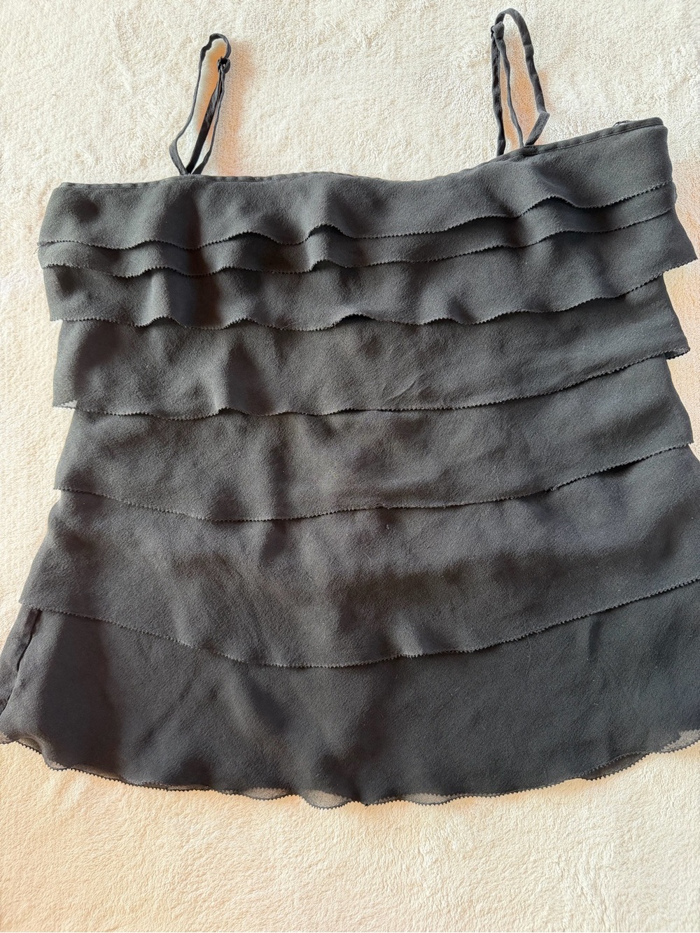 Dkny Black Layered Ruffle Camisole Size 10 - Picture 2 of 7